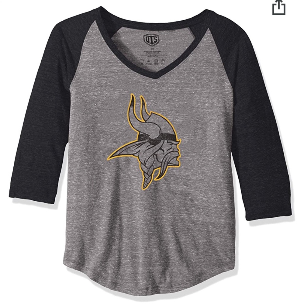 NWT OTS NFL Team Minnesota Vikings Raglan Tee Sz L